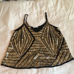 Nordstrom, Black & Gold Sequin Top